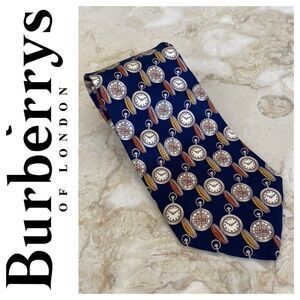 Burberry’s of London Clocks Nova Check Print 100% Silk Tie